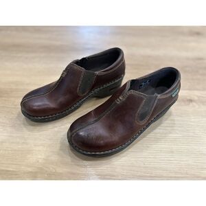 Eastland Cordovan Brown Split Toe Stitched Closed Back Clog Shoes Womens Size7.5